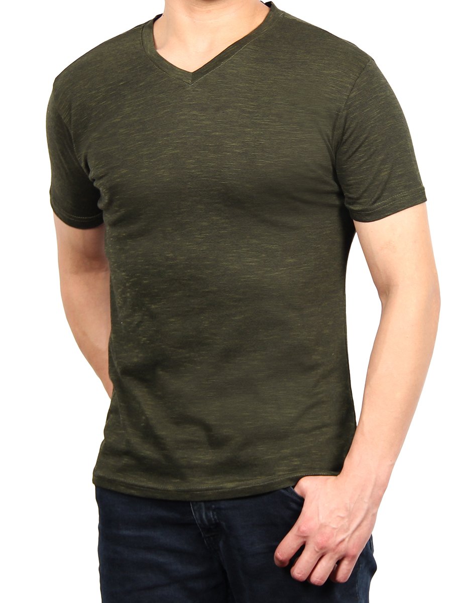 W1047-0048 END ON END JERSEY V-NECK TEE