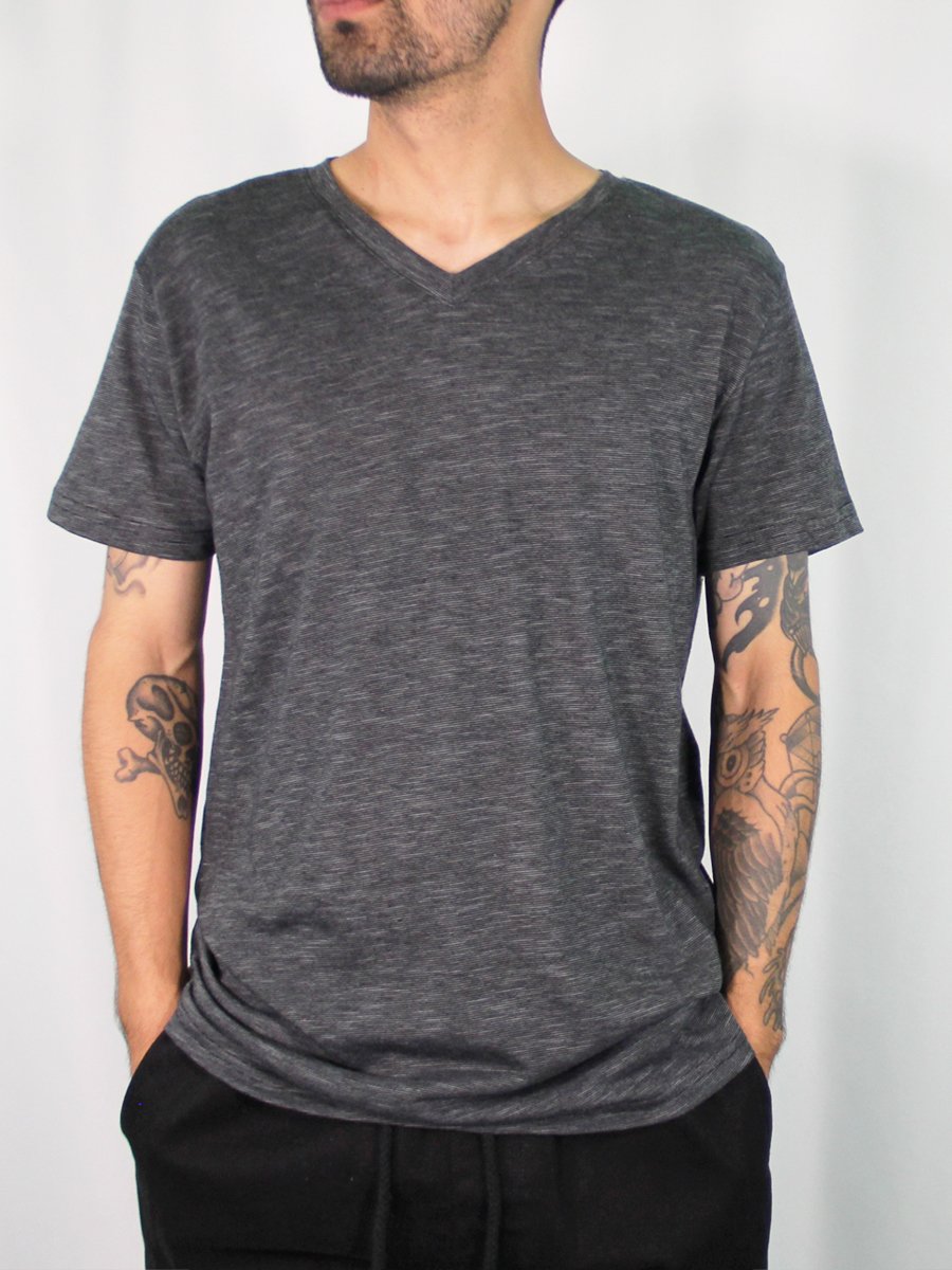 W1047-0048 END ON END JERSEY V-NECK TEE