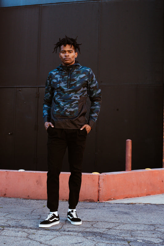 FRESH HALF-ZIP ANORAK  JACKET - BLUE/BLACK  SKU: W2484-0002