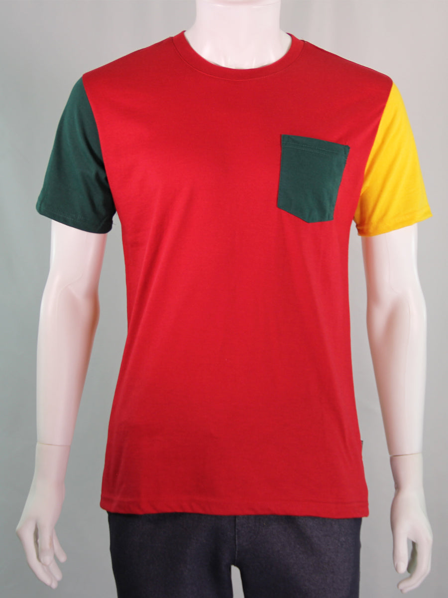 W2377-0001 RICH COLOR BLOCK CREW NECK TEE
