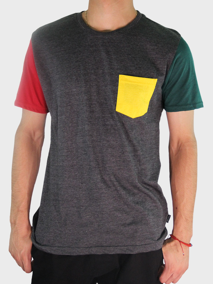 W2377-0001 RICH COLOR BLOCK CREW NECK TEE