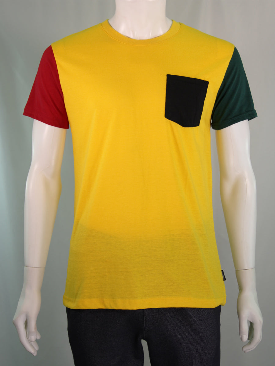 W2377-0001 RICH COLOR BLOCK CREW NECK TEE
