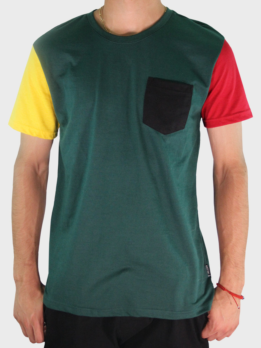 W2377-0001 RICH COLOR BLOCK CREW NECK TEE