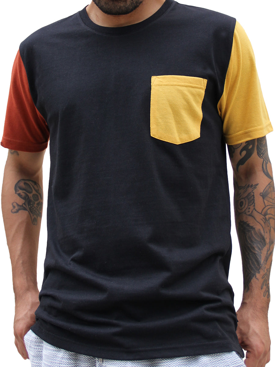 W2377-0001 RICH COLOR BLOCK CREW NECK TEE