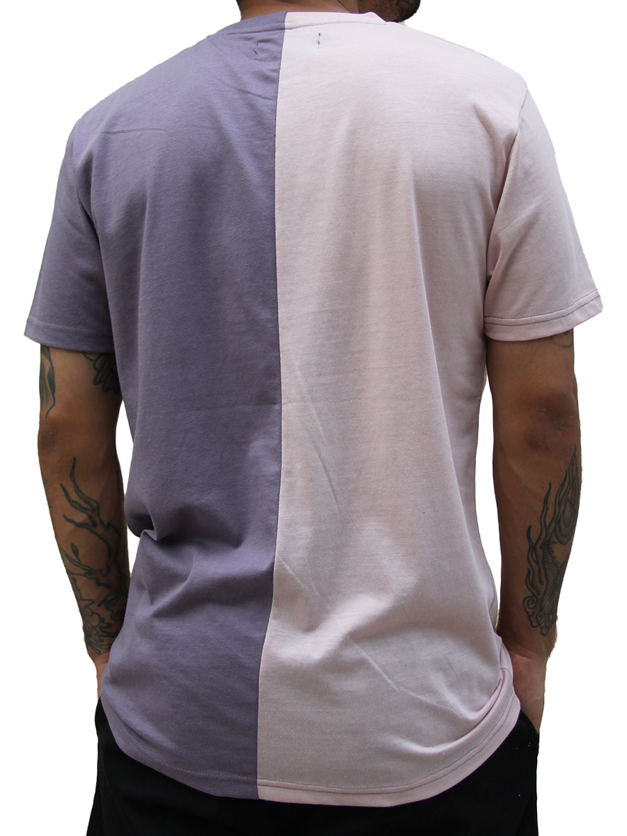 W2493-0789EM GOOD VIBES SPLIT PANEL CREW NECK TEE