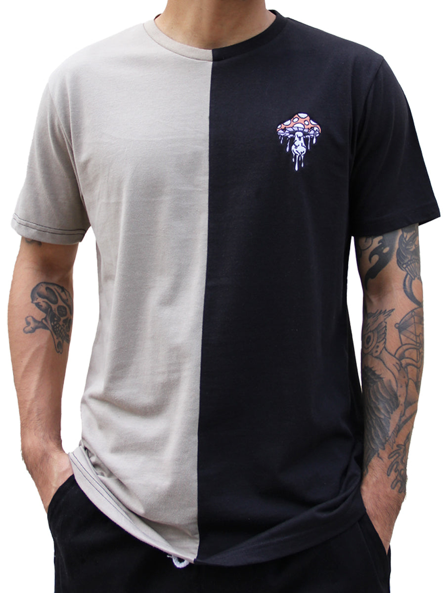 W2493-0749EM MUSH MELT SPLIT PANEL CREW NECK TEE