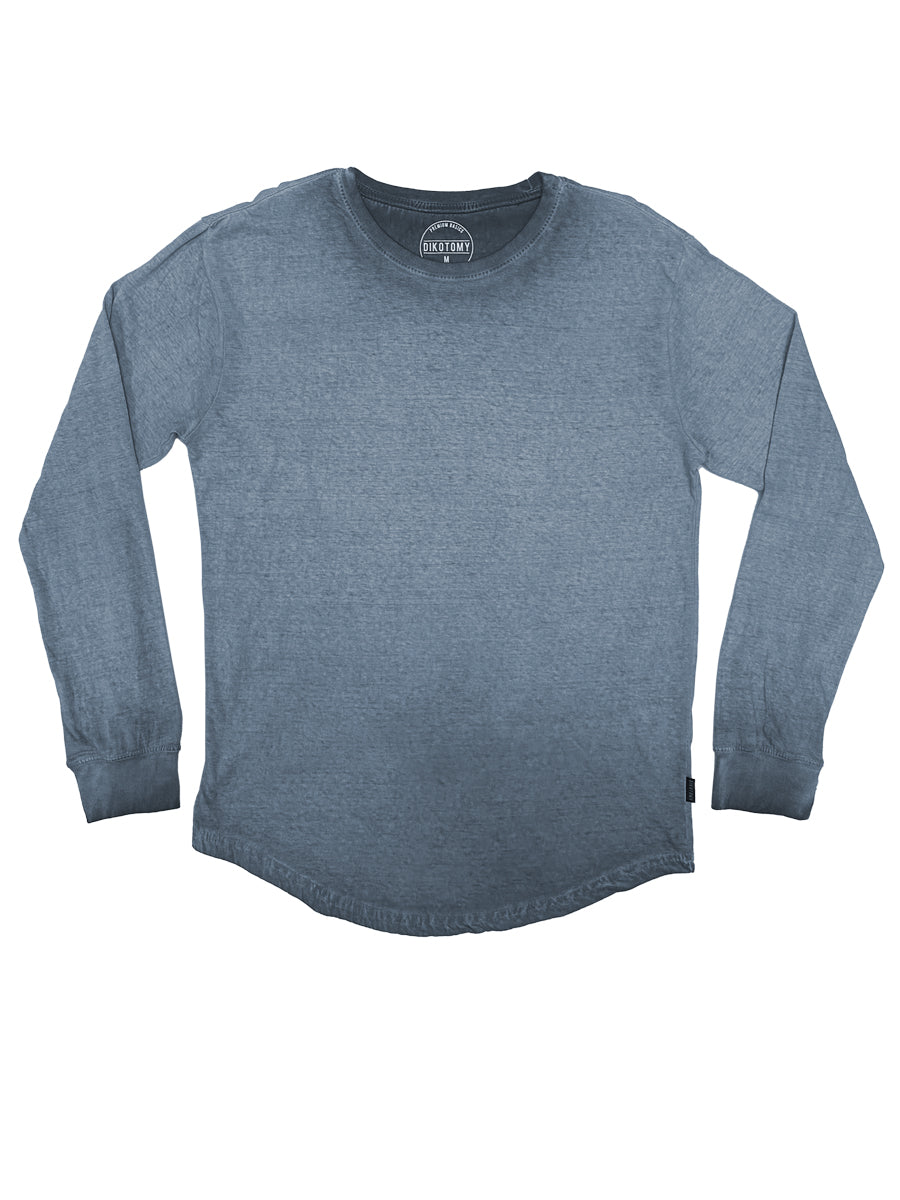 W2448-T029 YM LONG SLEEVE OIL WASH JRSY SCOOP CREW