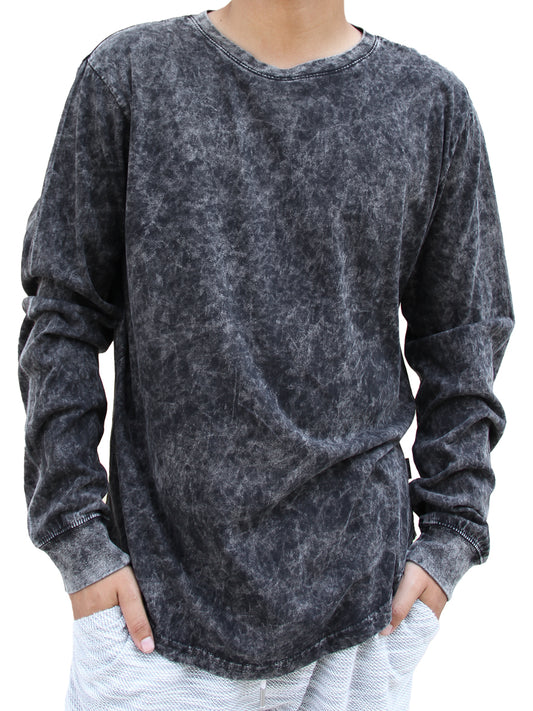 W2448-T007 YM LONG SLEEVE ICE WASH JRSY SCOOP CREW