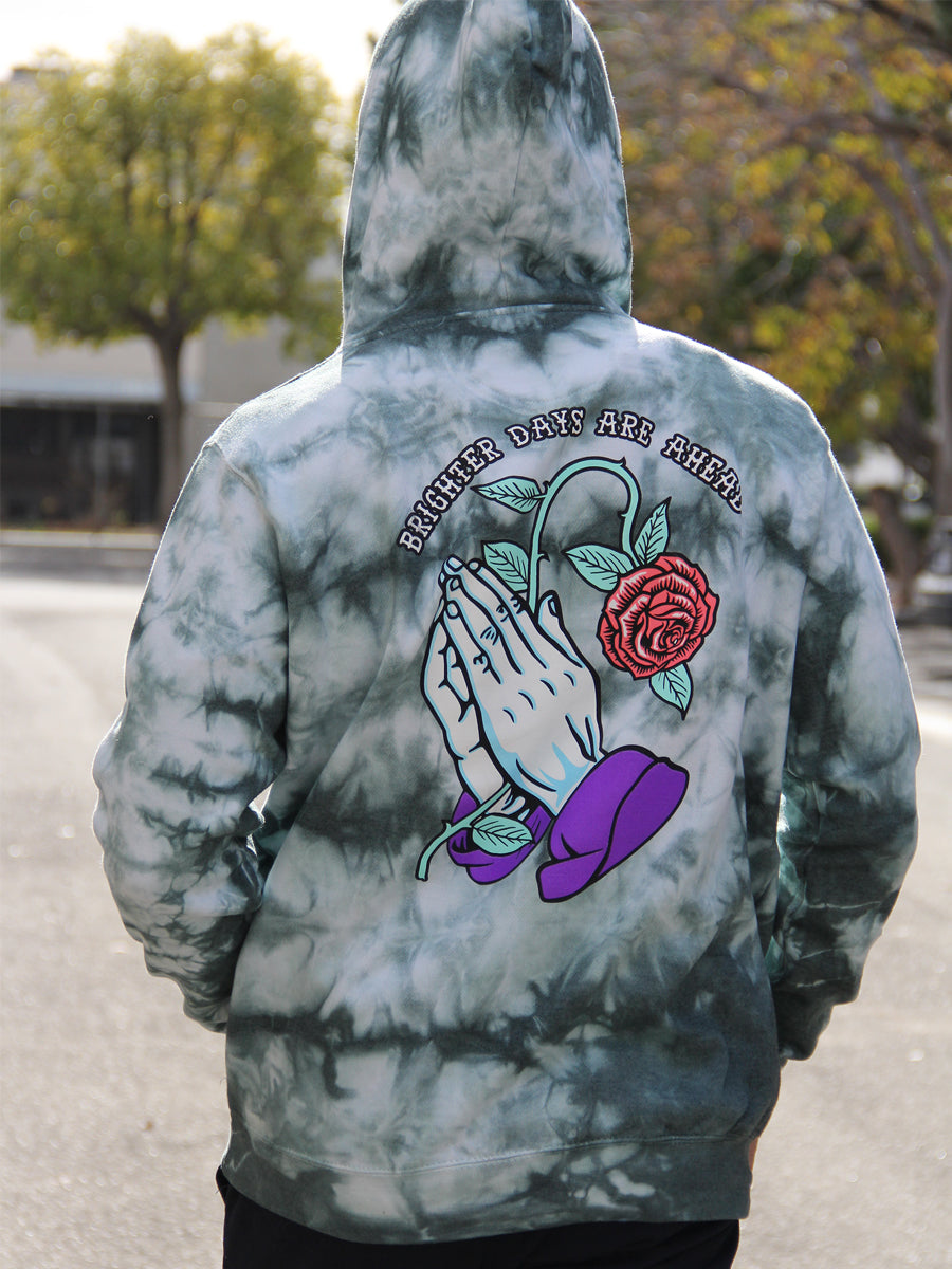 W2447-0851CW PRAY BIG TIE DYE PULLOVER HOODIE