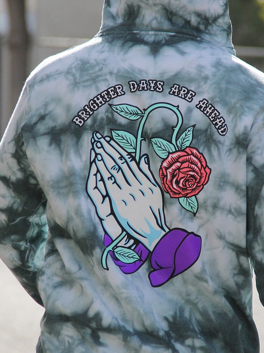 W2447-0851CW PRAY BIG TIE DYE PULLOVER HOODIE