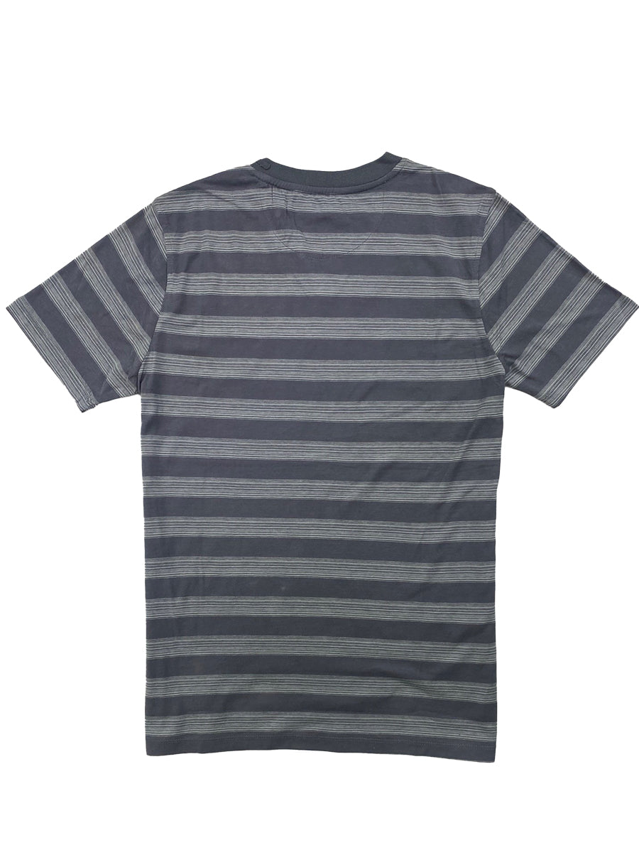 W1552-0001 MEN'S MELANGE STRIPE JERSEY BUTTON V NECK TEE