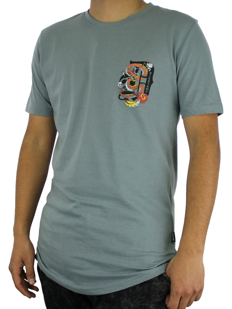 W2437-0883PT DRAGON SLAY PRINTED CREW NECK TEE