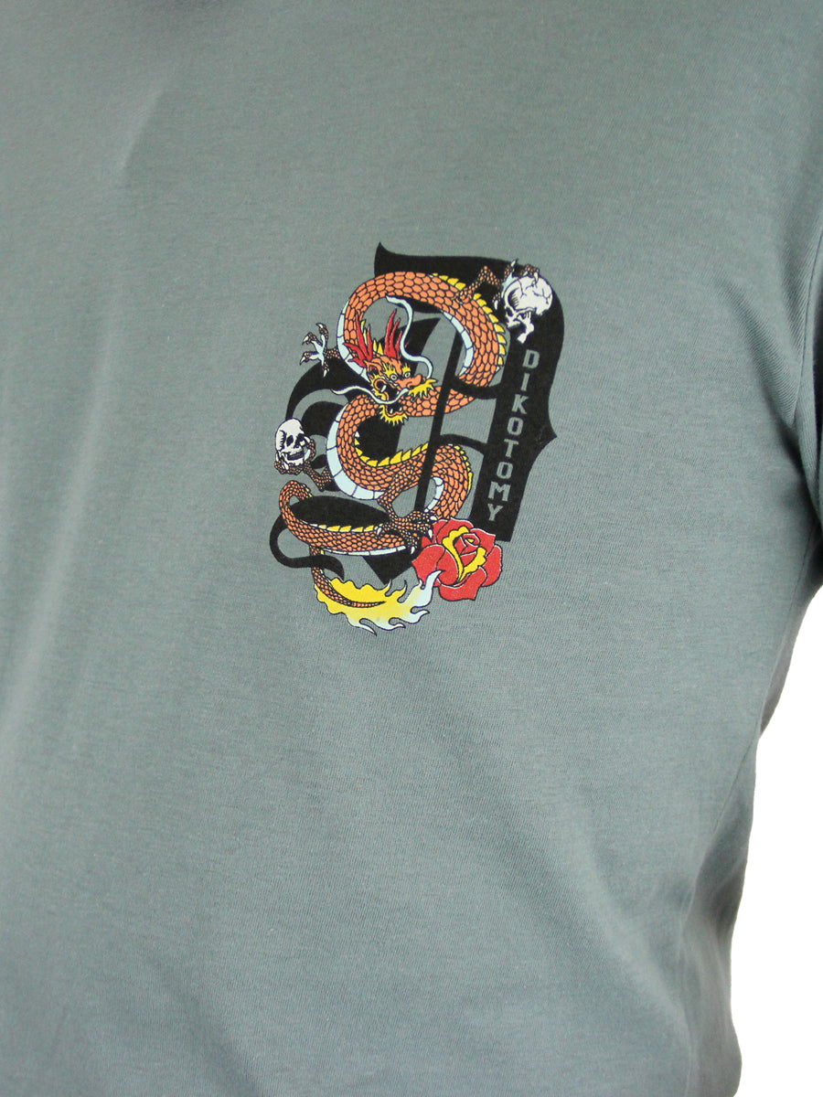 W2437-0883PT DRAGON SLAY PRINTED CREW NECK TEE