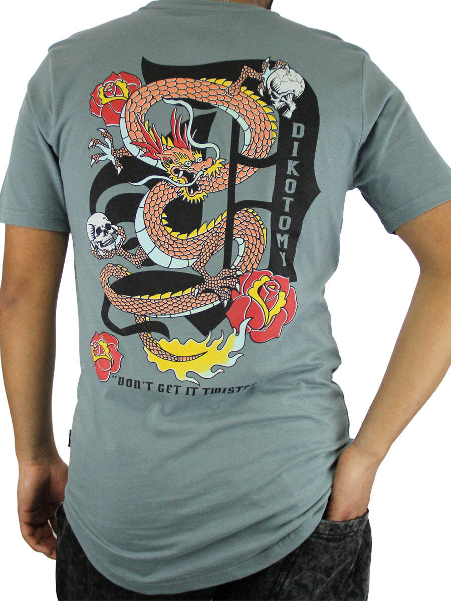 W2437-0883PT DRAGON SLAY PRINTED CREW NECK TEE