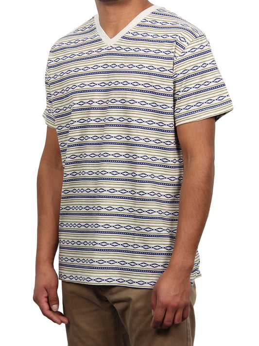 TRIBAL PRINT JERSEY SS V-NECK  SKU: W1654-0001