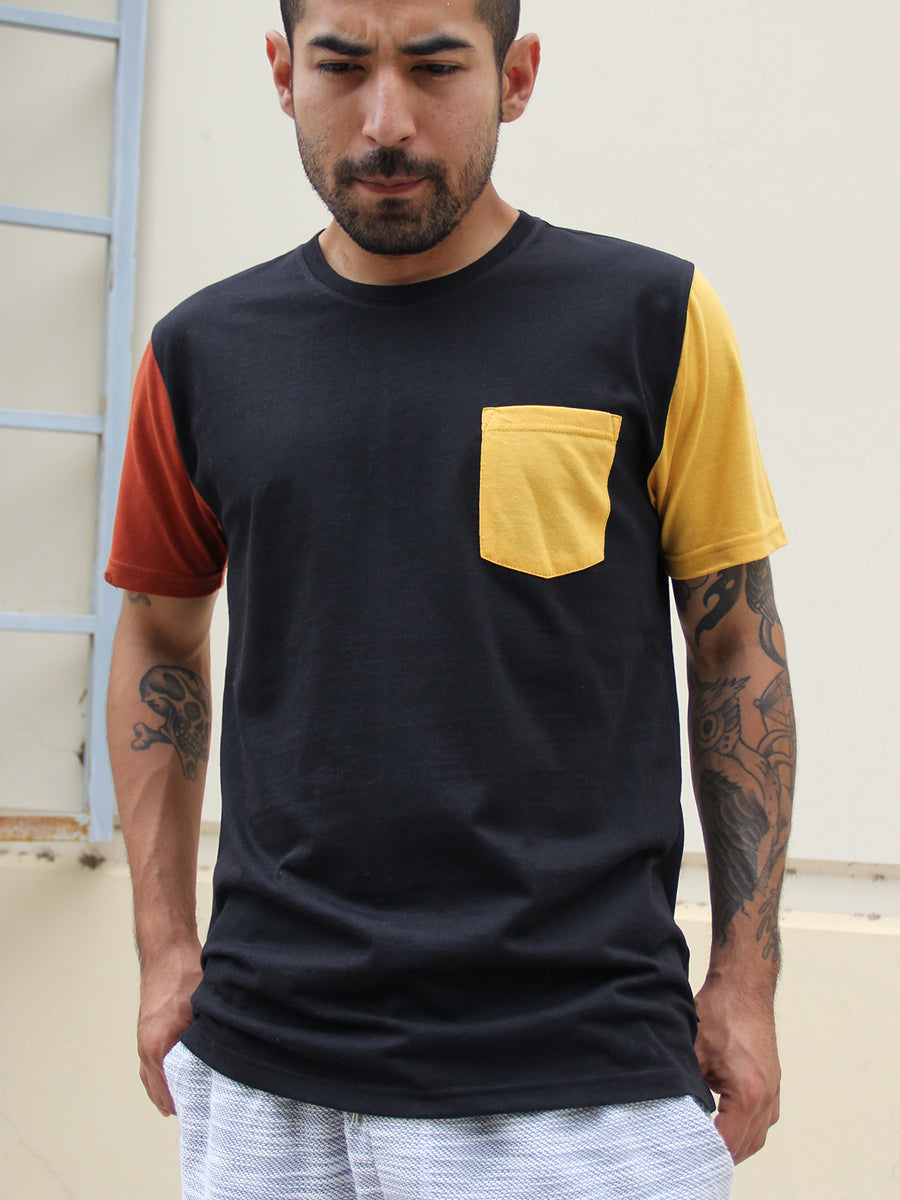 W2377-0001 RICH COLOR BLOCK CREW NECK TEE